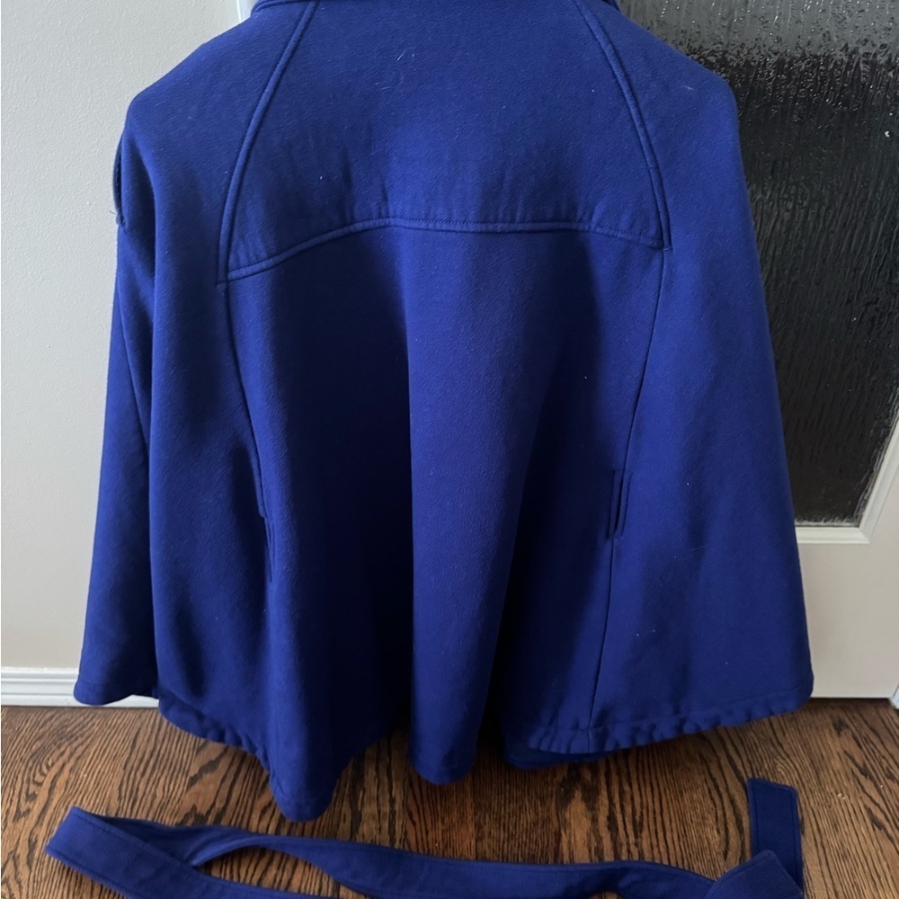 Kenneth‎ Cole Reaction Royal Blue Cape Coat, Size XL, Tie Waist, Comfort - Picture 5 of 6